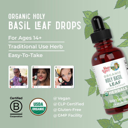MaryRuth Organics Holy Basil Sugar Free | Tulsi Holy Basil Herbal Liquid Drops | Antioxidant | Cognitive Function | Digestive Support | Energy Levels | Vegan | Non-GMO | 1 Fl Oz MARYRUTH'SBuy Supplements Australia