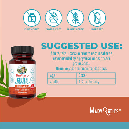 MaryRuth’s Gluten Digestive Enzymes | Up to 2 Month Supply | Proprietary Enzyme Blend | Vegan Pine-Based Capsules | Non-GMO | 60 Count MARYRUTH'SBuy Supplements Australia