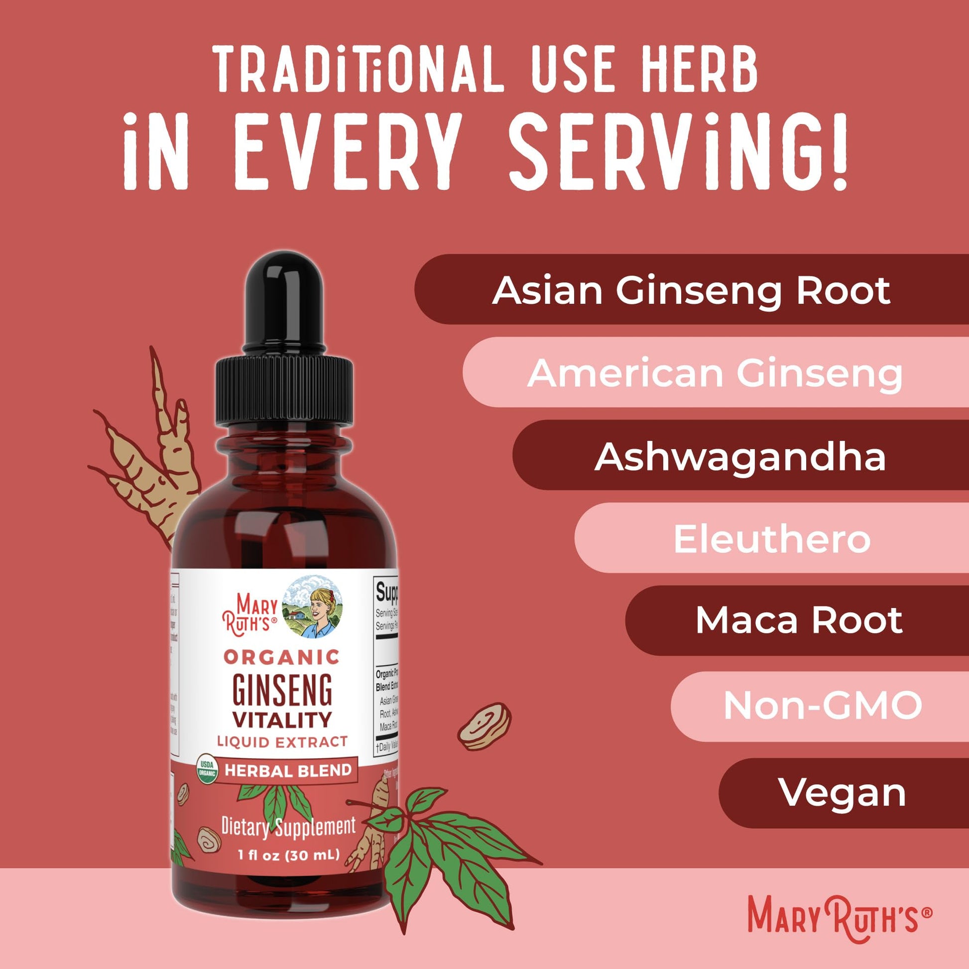 MaryRuth Organics Herbal Supplement for Brain Function | Boost Energy | Memory | Vitality USDA | Ginseng with Ashwagandha | Eleuthero and Maca Root Extract | 1 Fl Oz MARYRUTH'SBuy Supplements Australia
