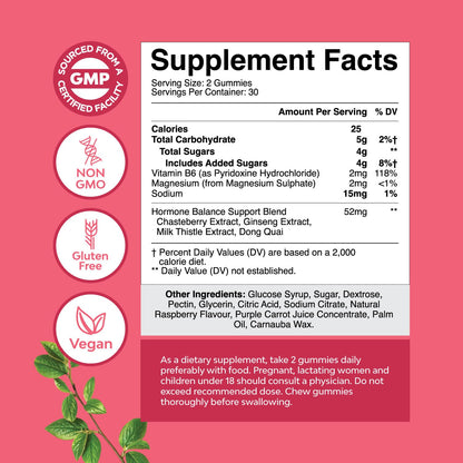 Hormone Balance for Women Gummies of All Ages - PMS Support Supplement for Women to Regulate Menstrual Cycle & Hormonal Balance Menopause & Mood Swings with Vitamin B6 & Dong Quai - 60 Chews Natures CraftBuy Supplements Australia