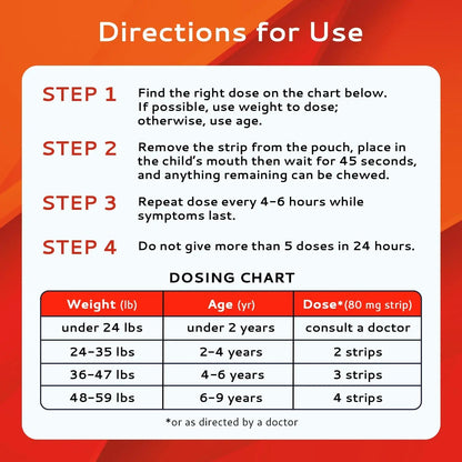 CALMOUR Children's Acetaminophen 36 Strips | Pain Reliever & Fever Reducer | Fast-Acting Support for Cold & Flu Symptoms | Oral Chewable Strips for Kids Ages 2-9 | Travel Size, Orange Flavor CALMOURBuy Supplements Australia