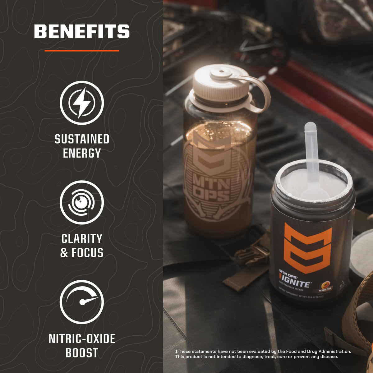 MTN OPS Ignite Trail Packs Energy Drink Powder, Gluten Free Nootropic Supplement Drink Mix, L Arginine, L Citrulline, Caffeine & Nootropic Sugar Free Drink Mix, 20 Servings, Tiger's Blood MTN OPSBuy Supplements Australia