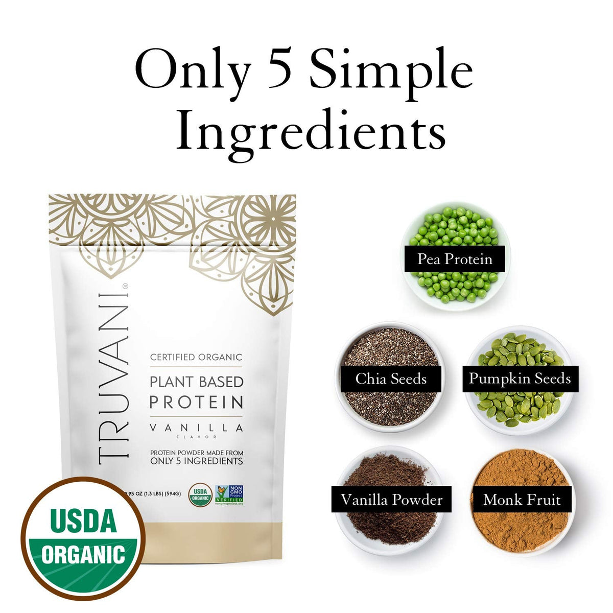 Truvani Organic Vegan Protein Powder, Organic Pea Protein Powder, Vegan, Non GMO TruvaniBuy Supplements Australia