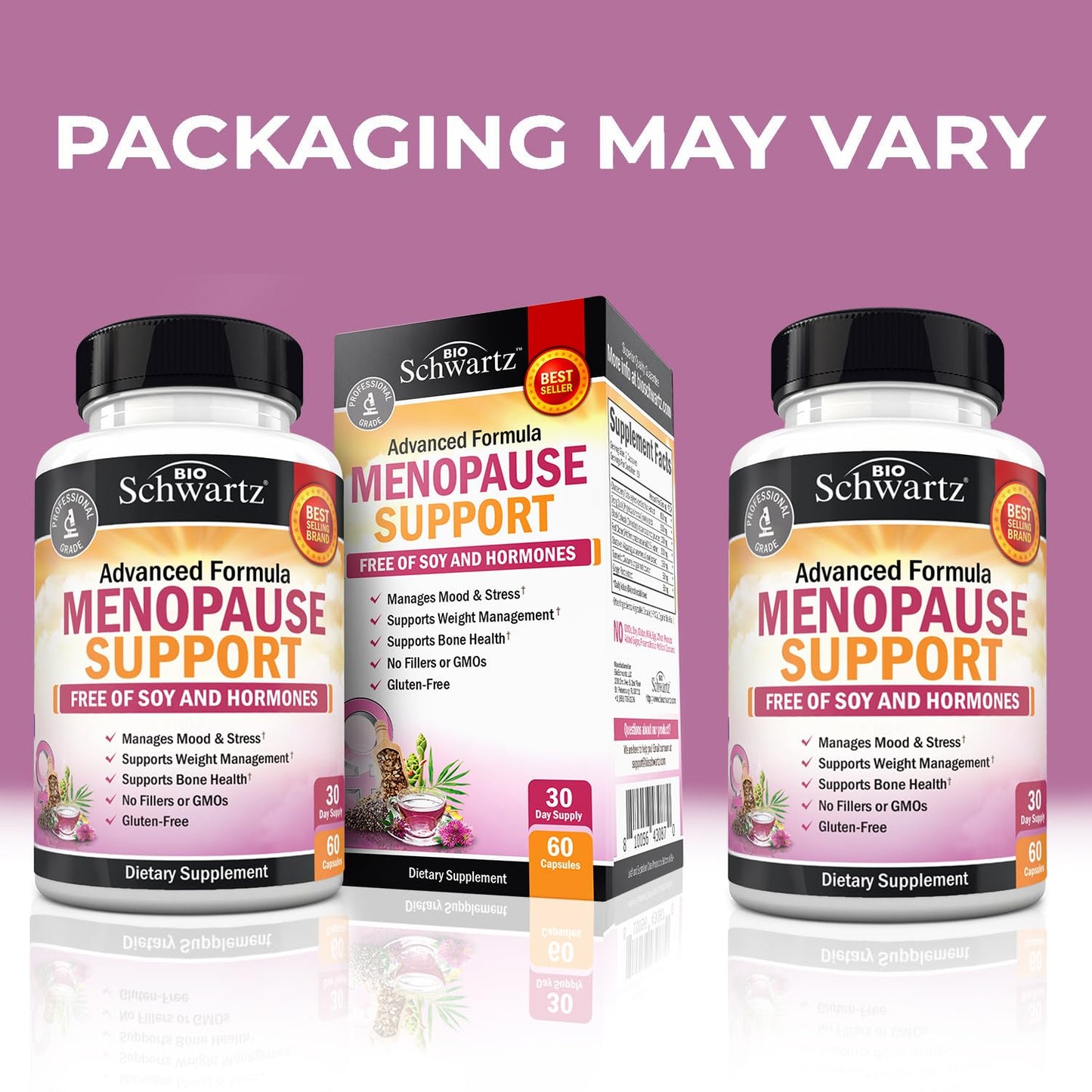 Herbal Menopause Support for Women - Supports Healthy Mood and Balance with Milk Thistle Chasteberry Black Cohosh Red Clover Turmeric Ginger - Menopause Supplements for Women - 60 Veggie Capsules BioSchwartzBuy Supplements Australia