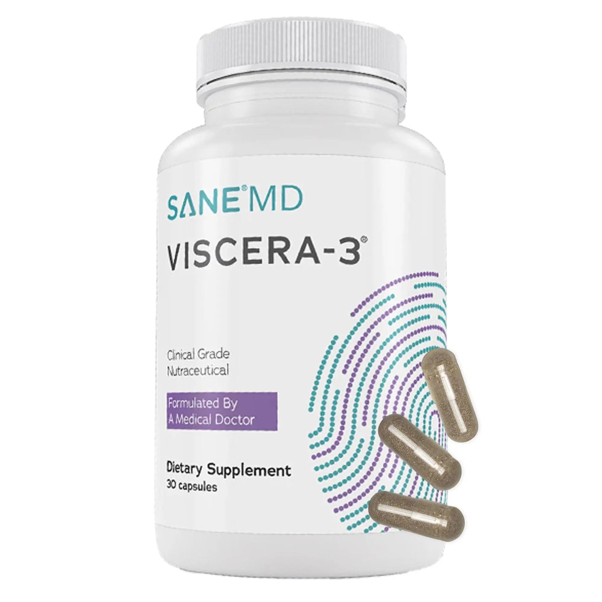 SANE MD - Viscera 3 Postbiotics with Tributyrin - Sodium Butyrate Supplement for Gas and Bloating Relief - Gut Health - IBS & Leaky Gut Butyric Acid Supplement - NSF Certified - 30 Capsules SANEBuy Supplements Australia
