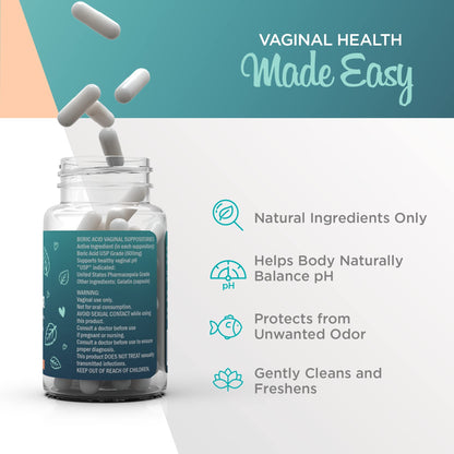 VeeFresh - VeeCleanse Boric Acid Vaginal Suppositories - Vaginal pH Balance Suppositories VeeFreshBuy Supplements Australia