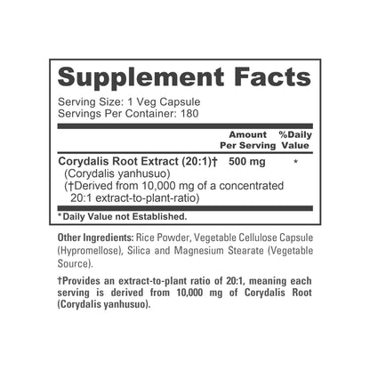 NusaPure Corydalis Root Extract 20:1 - Suitable for Vegetarian/Vegan, Non - GMO - 1000 mg - 180 Capsules NusaPureBuy Supplements Australia