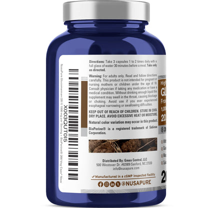 NusaPure Glucomannan 20,000 mg per Serving 200 VCaps (20:1 Extract, BioPerine Non-GMO, Vegan) Konjac Root NusaPureBuy Supplements Australia