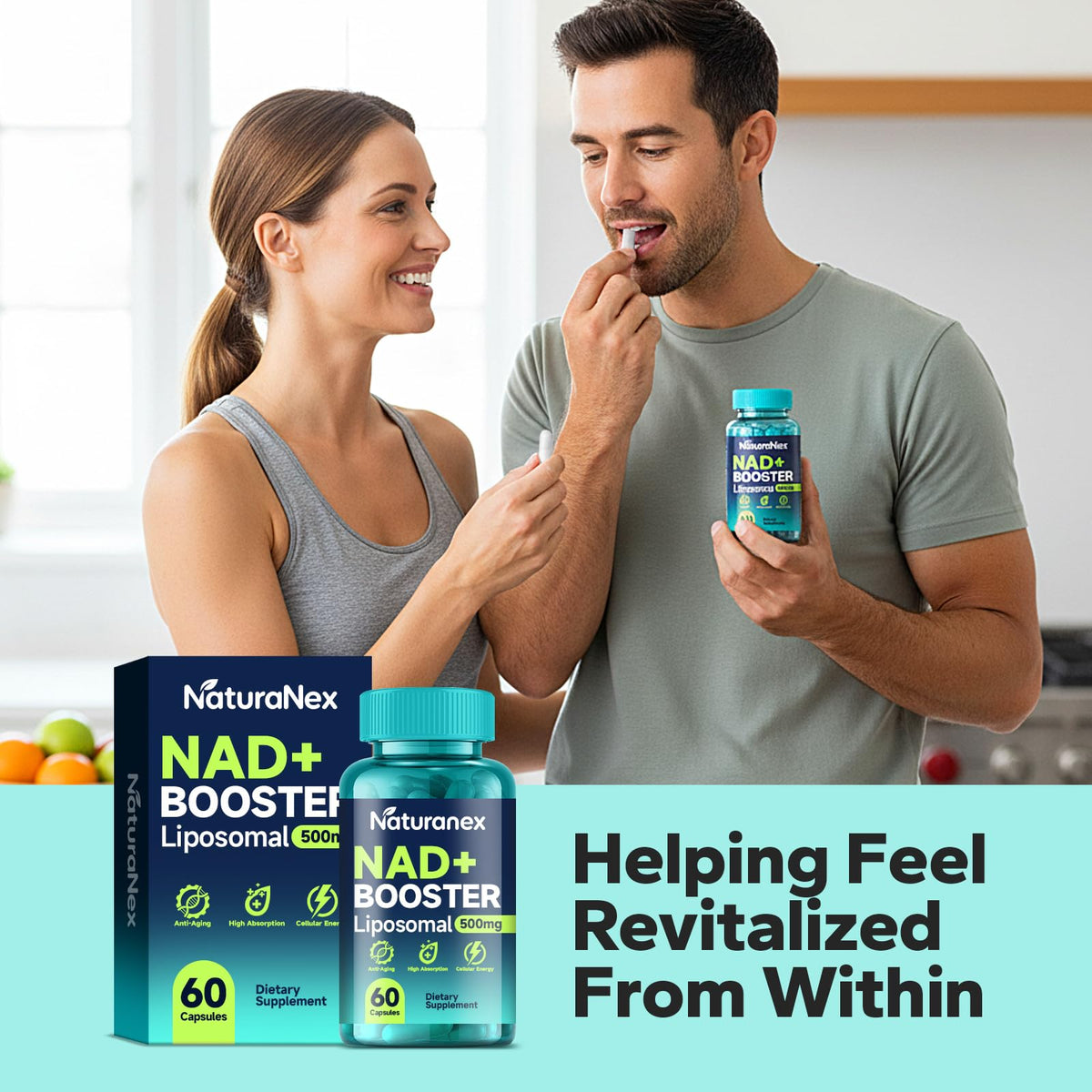 NaturaNex NAD+ Supplement 650mg (60 Capsules), Liposomal NAD+ with Resveratrol & Quercetin, Third-Party Tested, NMN Supplement Alternative NaturaNexBuy Supplements Australia