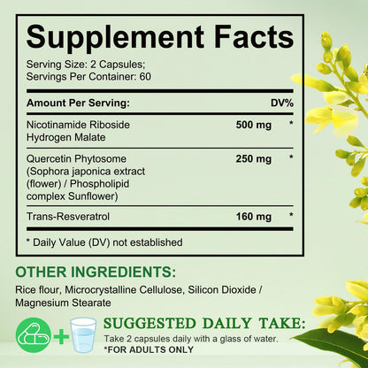 NAD Supplement, Nicotinamide Riboside, NAD 910MG Liposomal Supplements for Women & Men, NAD+ Supplement for Anti Aging and Cell Regeneration -120 Capsules NIFEISHIBuy Supplements Australia