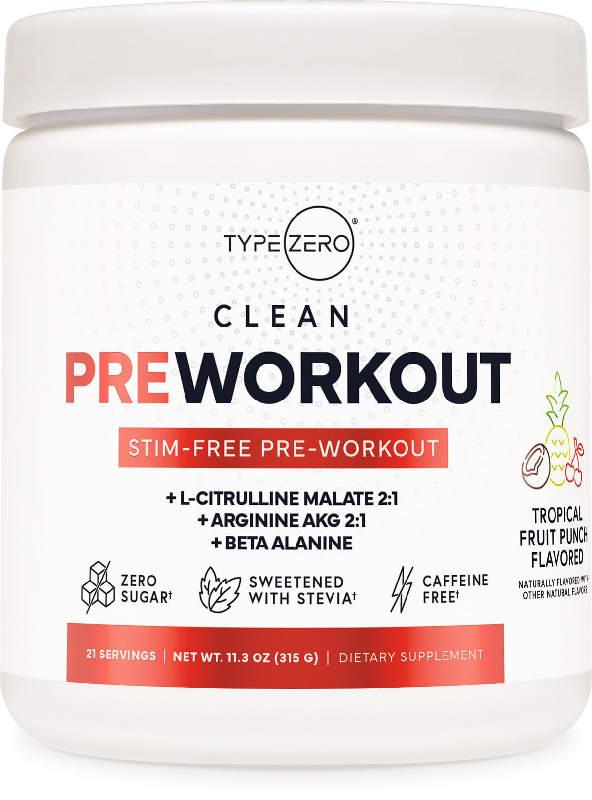 Ultra Clean Stim Free Pump Pre Workout + Nitric Oxide Booster (Fruit Punch) Beetroot, 7G Arginine Citrulline Malate, Betaine, Beta A, ACV+ - Sugar/Caffeine Free Natural Non Stim Preworkout Men & Women Type ZeroBuy Supplements Australia