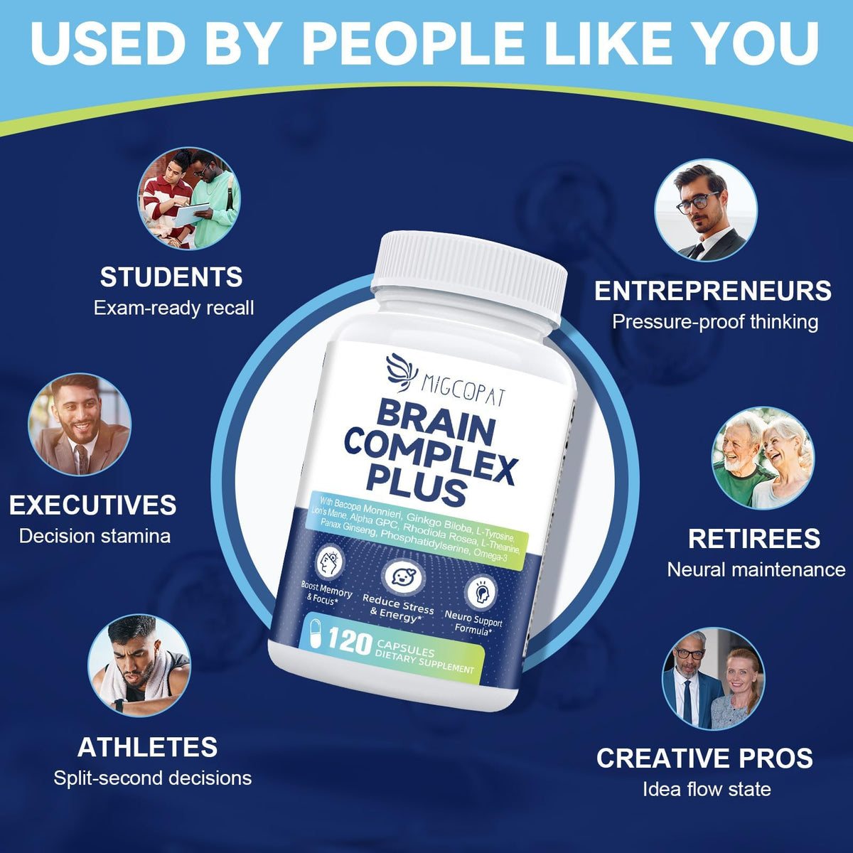 Brain Supplements for Memory and Focus | Nootropic with Bacopa Monnieri, Lion's Mane, Alpha GPC, Ginkgo Biloba | Mental Clarity & Cognitive Support | Vitamin B6 & B12 Neuro Health - Non-GMO, 120 Caps MigcopatBuy Supplements Australia