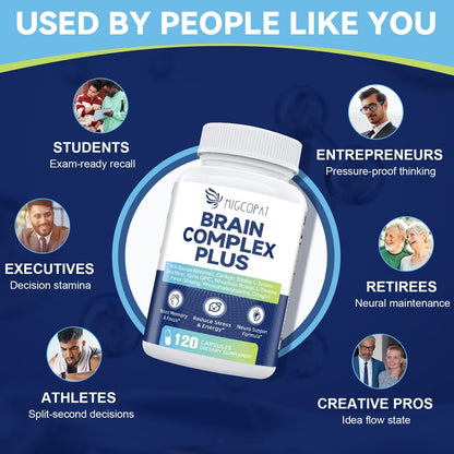 Brain Supplements for Memory and Focus | Nootropic with Bacopa Monnieri, Lion's Mane, Alpha GPC, Ginkgo Biloba | Mental Clarity & Cognitive Support | Vitamin B6 & B12 Neuro Health - Non-GMO, 120 Caps MigcopatBuy Supplements Australia