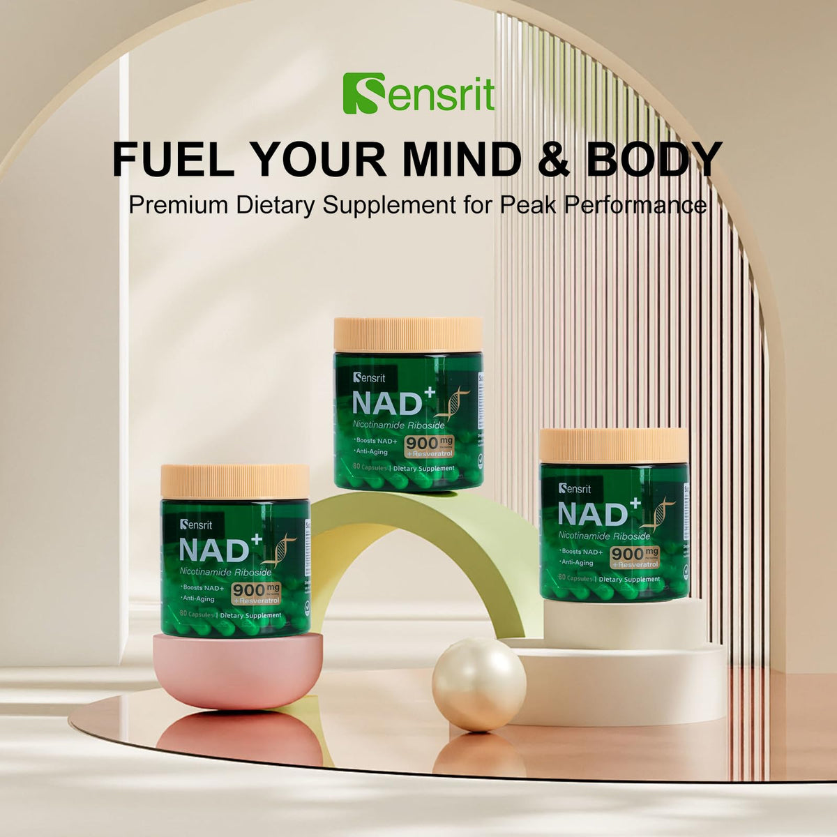 Sensrit NAD+ Supplement with Nicotinamide Riboside & Resveratrol | Cellular Energy & Mental Clarity Support | 40 Servings | Vegan, Non-GMO, Gluten Free SensritBuy Supplements Australia