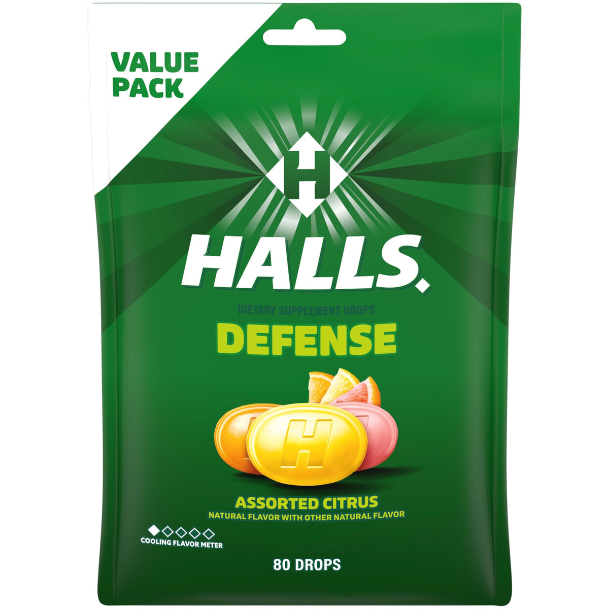 HALLS Defense Assorted Citrus Vitamin C Drops, Economy Pack, 80 Drops HALLS buy supplements Au