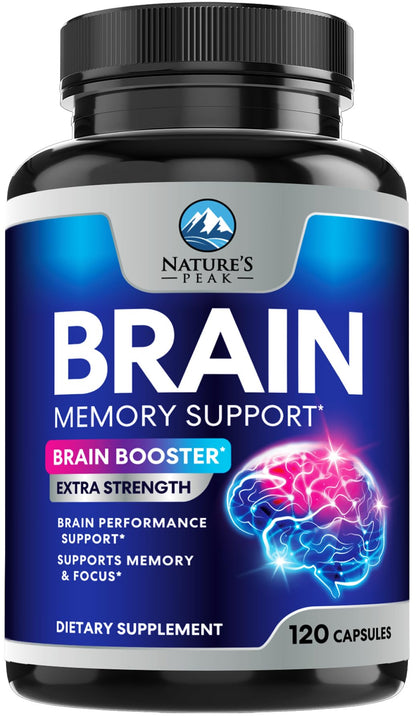 Brain Memory Supplement - 3X Strength Nootropics for Concentration, Clarity & Focus Support - Brain Health Cognitive Vitamins with Bacopa, Phosphatidylserine & DMAE, Brain Booster Pills, 120 Capsules Nature's PeakBuy Supplements Australia