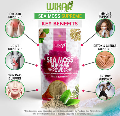 Wixar Wildcrafted Sea Moss Powder – (8 Ounces) – Natural Irish Sea Moss and Bladderwra WIXAR NATURALSBuy Supplements Australia