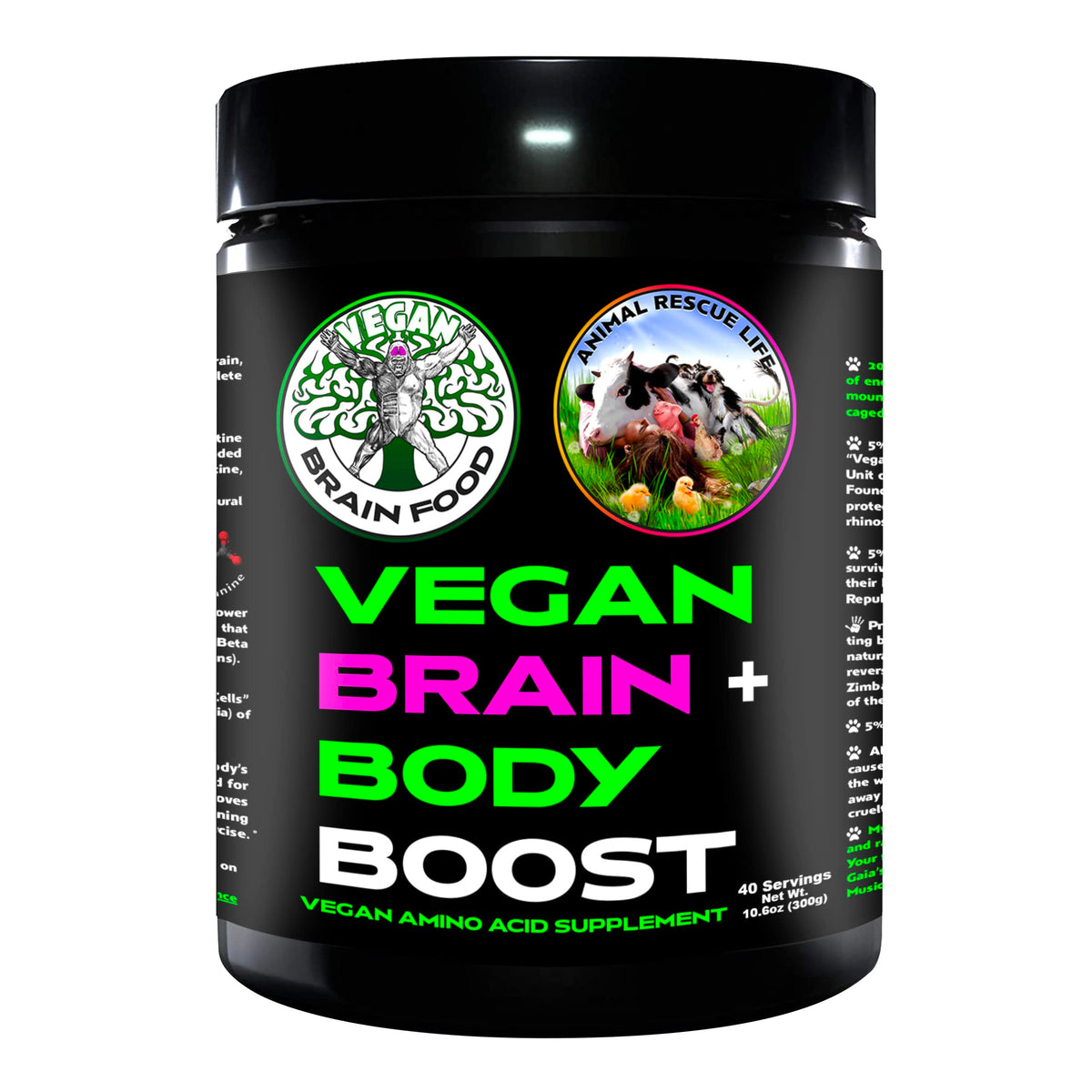 Vegan Brain & Body Boost: The Cherry On Top of A Plant-Based Lifestyle | Working Intelligence | Anti-Aging | Physical Fitness | Vegan Amino Acids - Creatine, Taurine & Beta Alanine | 40 Servings/300g Vegan Brain FoodBuy Supplements Australia