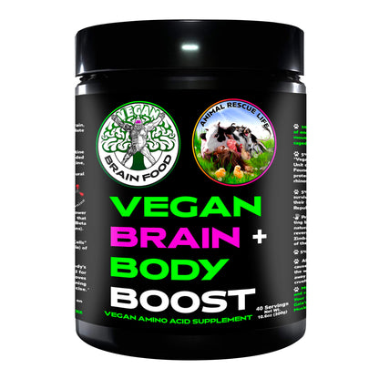 Vegan Brain & Body Boost: The Cherry On Top of A Plant-Based Lifestyle | Working Intelligence | Anti-Aging | Physical Fitness | Vegan Amino Acids - Creatine, Taurine & Beta Alanine | 40 Servings/300g Vegan Brain FoodBuy Supplements Australia