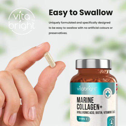 Marine Collagen Capsules 1000mg - 120 Capsules - 9 Powerful Skin Supporting Nutrients VitaBrightBuy Supplements Australia