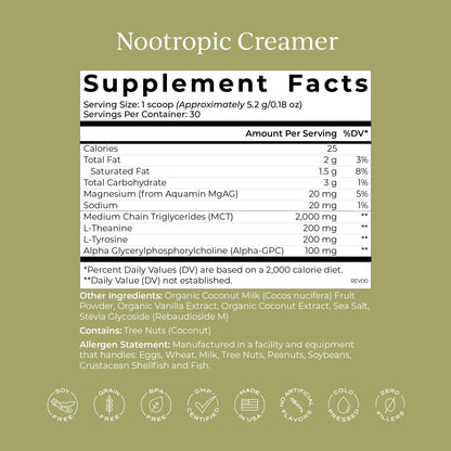 CYMBIOTIKA Nootropic Creamer – MCT Oil, Alpha GPC, L-Theanine – Keto, Vegan, Sugar-Free Coffee Creamer for Focus, Energy & Mental Clarity – Coconut Vanilla Flavor, 30 Servings CYMBIOTIKABuy Supplements Australia