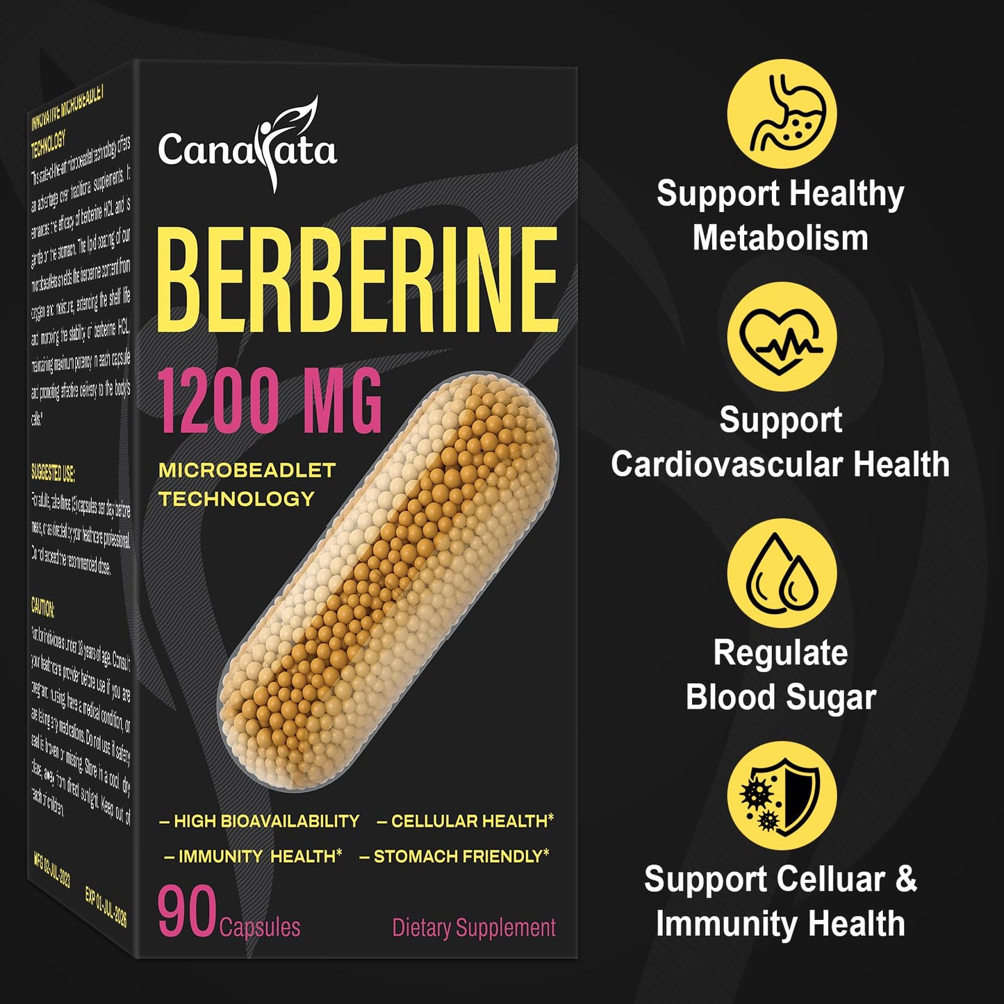 Berberine Supplement 1200mg Berberine HCL - High Bioavailability Microbeadlet CanarataBuy Supplements Australia