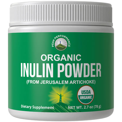 Peak Performance Organic Inulin Powder Natural Prebiotic Fiber for Gut Health. USDA Organic Raw Plant Based Vegan Prebiotics FOS Supplement from Jerusalem Artichoke Peak PerformanceBuy Supplements Australia