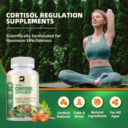 B BEWORTHS Cortisol Supplements for Women Men, 10-in-1 Cortisol Detox with Ashwagandha, Magnesium, L-Theanine, Balanced Cortisol Levels, Night & Calm Support, 120 Vegan Capsules B BEWORTHSBuy Supplements Australia