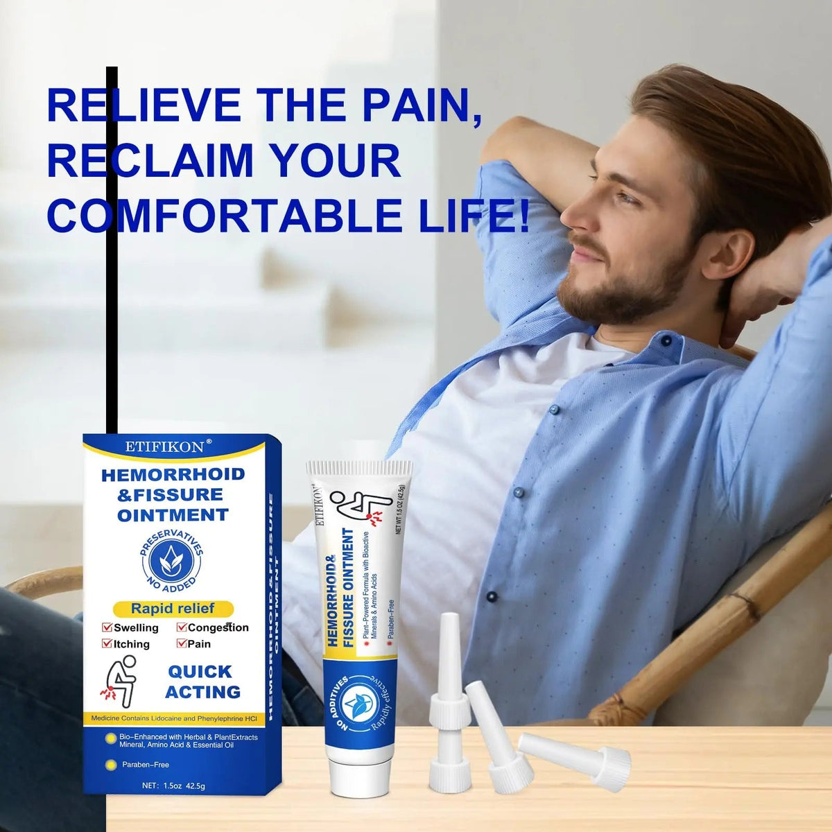 ETIFIKON Hemorrhoid & Fissure Ointment with 4% Lidocaine & Phenylephrine HCI – 42.5g Comforting Care Cream for Internal & External Areas – Helps Soothe Irritation & Support Daily Comfort (1 Pack) ETIFIKONBuy Supplements Australia