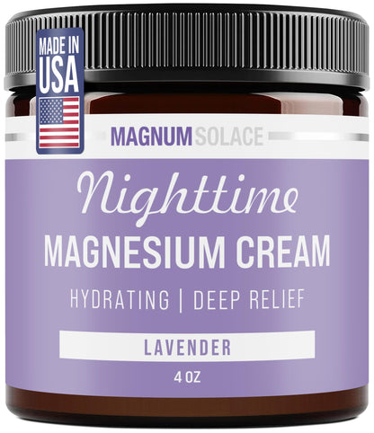 Magnum Solace Magnesium Lotion – Nighttime Magnesium Cream – Apply to Legs, Arms or Chest - Topical Magnesium Chloride – USA Made and Safe for Kids (Lavender) Magnum SolaceBuy Supplements Australia