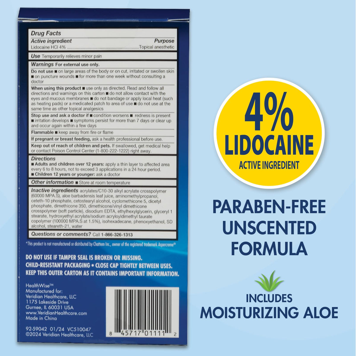 HealthWise 4% Lidocaine Roll-On | OTC Strength | Pain Relief Liquid | 2.5 oz. 73 mL | Non-Greasy, Unscented Formula | Topical Anesthetic HealthWise buy supplements Au