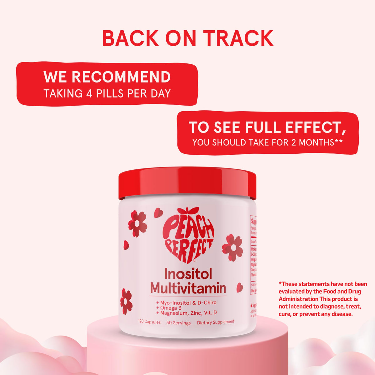 Peach Perfect Inositol Multivitamin – Myo-Inositol & D-Chiro 40:1 Blend, Omega-3, Vitamin D3, Magnesium, Zinc – Supports Women’s Health, Mood, Energy, Supplement – 30 SVG Peach PerfectBuy Supplements Australia