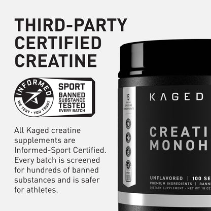 Kaged Creatine Monohydrate Micronized Powder | Unflavored | Muscle Building & Recovery | 5000 mg Per Serving | Vegan, Gluten Free, Easily Digestible