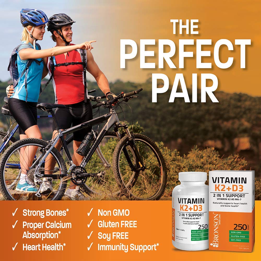 Bronson Vitamin K2 (MK7) with D3 Supplement Non-GMO Formula 5000 IU Vitamin D3 BronsonBuy Supplements Australia