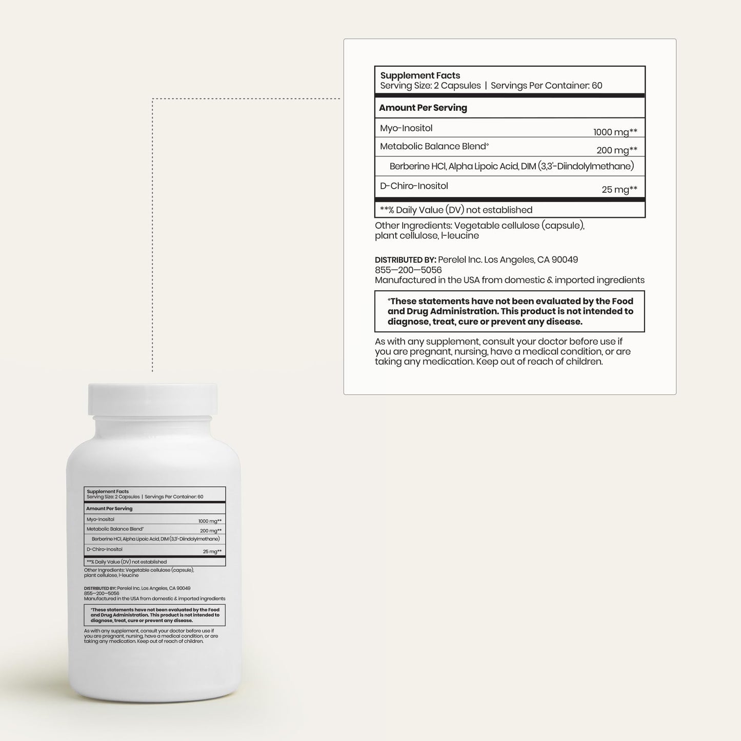 Perelel Hormone Balance Support, Myo & D Chiro Inositol, Womens Inositol Supplement with Berberine, Alpha Lipoic Acid, & Dim to Support Female Health, Soy, Dairy & Gluten Free, Non GMO, 120 Capsules PerelelBuy Supplements Australia