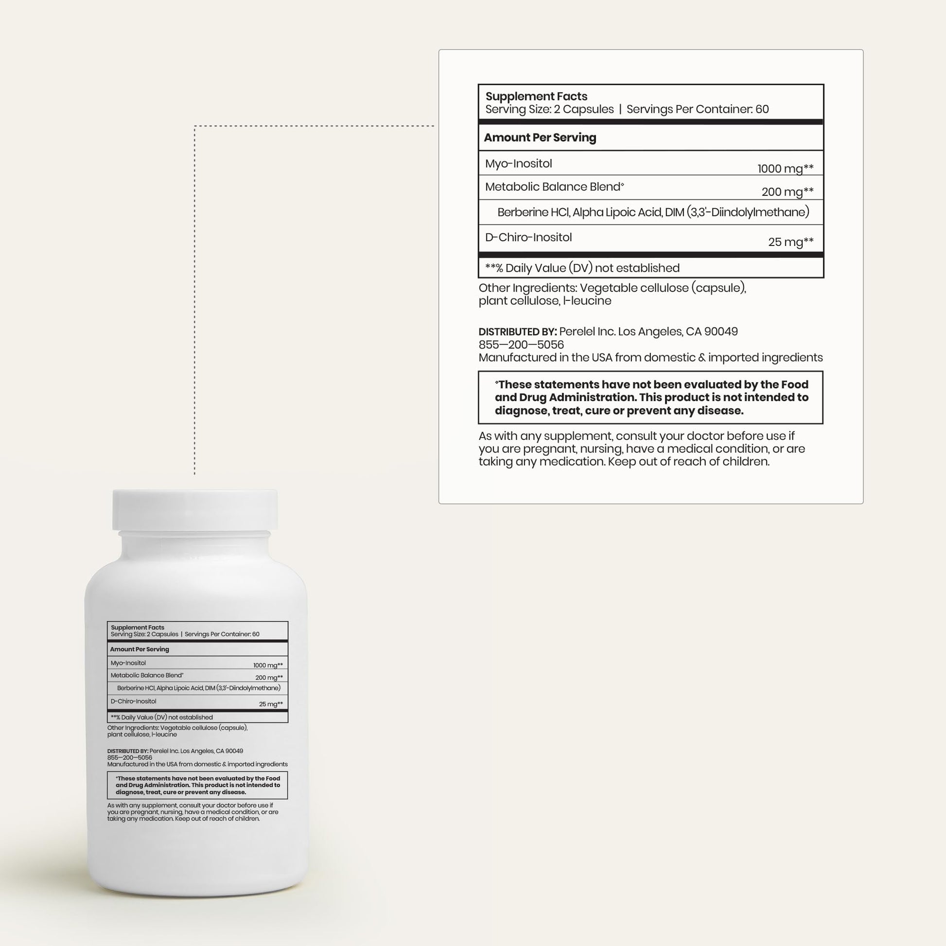 Perelel Hormone Balance Support, Myo & D Chiro Inositol, Womens Inositol Supplement with Berberine, Alpha Lipoic Acid, & Dim to Support Female Health, Soy, Dairy & Gluten Free, Non GMO, 120 Capsules PerelelBuy Supplements Australia
