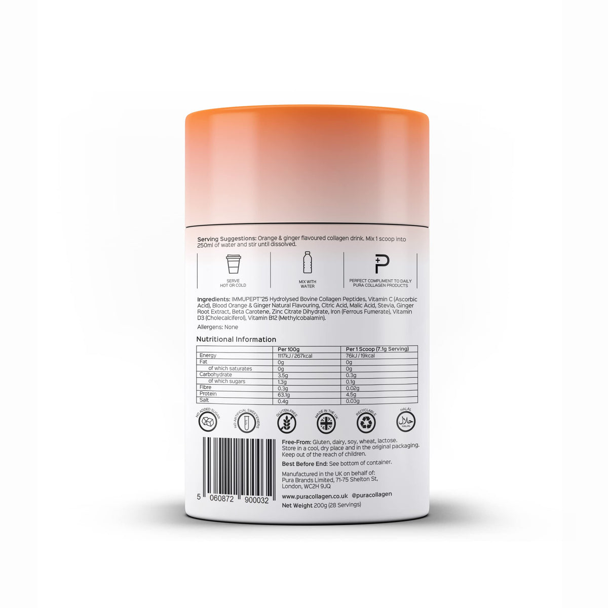 Pura Collagen Powdered Supplement (Protect) 5,000mg Bioactive Collagen Peptides® Pura CollagenBuy Supplements Australia