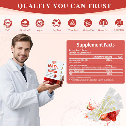 Healliance NAD+ Liquid Supplement 1000mg - Features Nicotinamide Riboside Resveratrol with PQQ for Targeted Healthy Aging and Cellular Energy Support, 30 Packets for Women and Men HeallianceBuy Supplements Australia