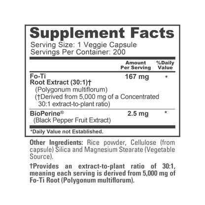NusaPure Fo-Ti 30:1 Extract, 167 mg Equivalent to 5000mg per Veg Caps, 200 Count, Non-GMO, Vegan, Bioperine NusaPureBuy Supplements Australia