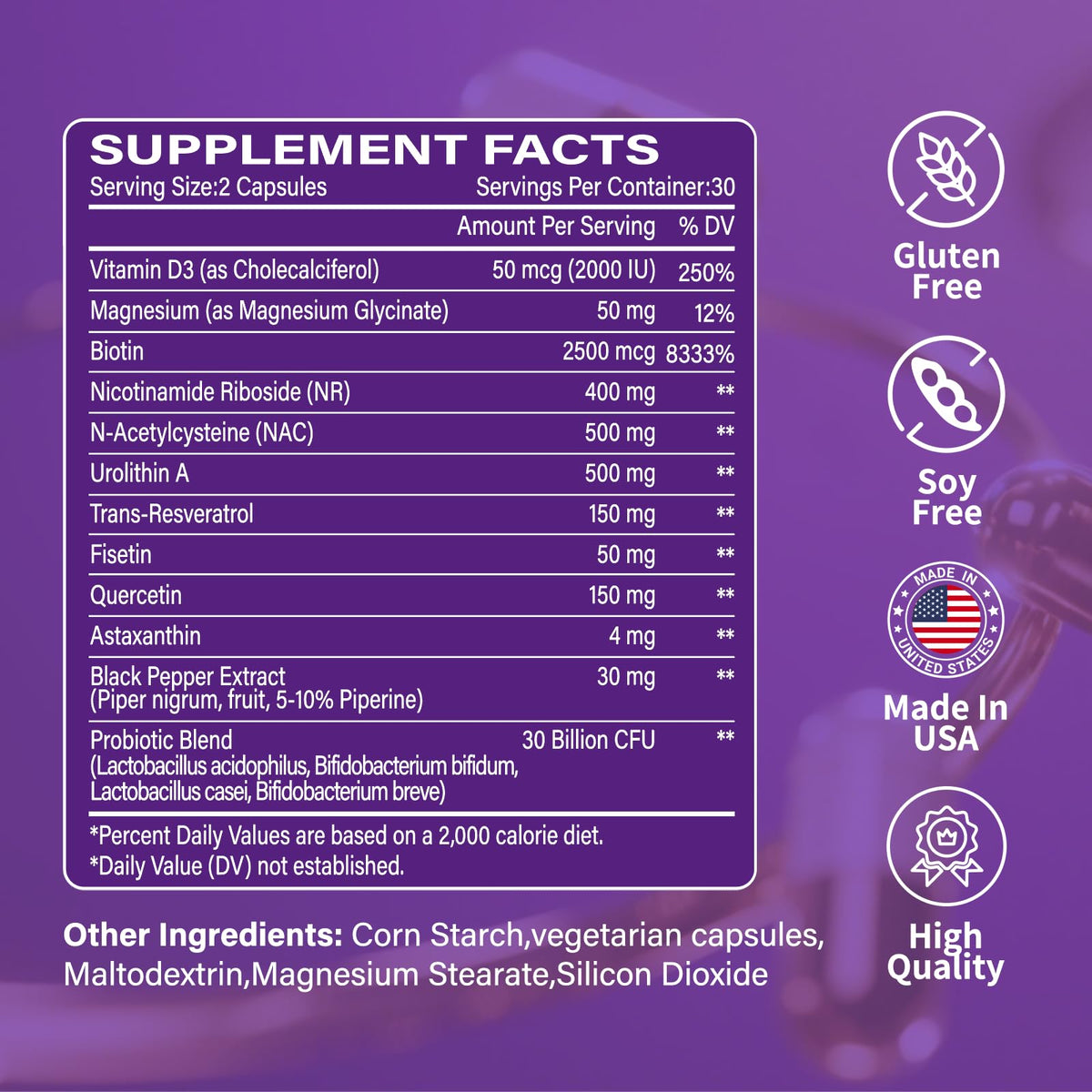 Ecliptron NAD+ Supplement for Women & Men 1800mg - Liposomal NAD Plus with Nicotinamide Riboside & Resveratrol, Anti-Aging | Mitochondrial Health | Radiant Skin - 60 Capsules EcliptronBuy Supplements Australia