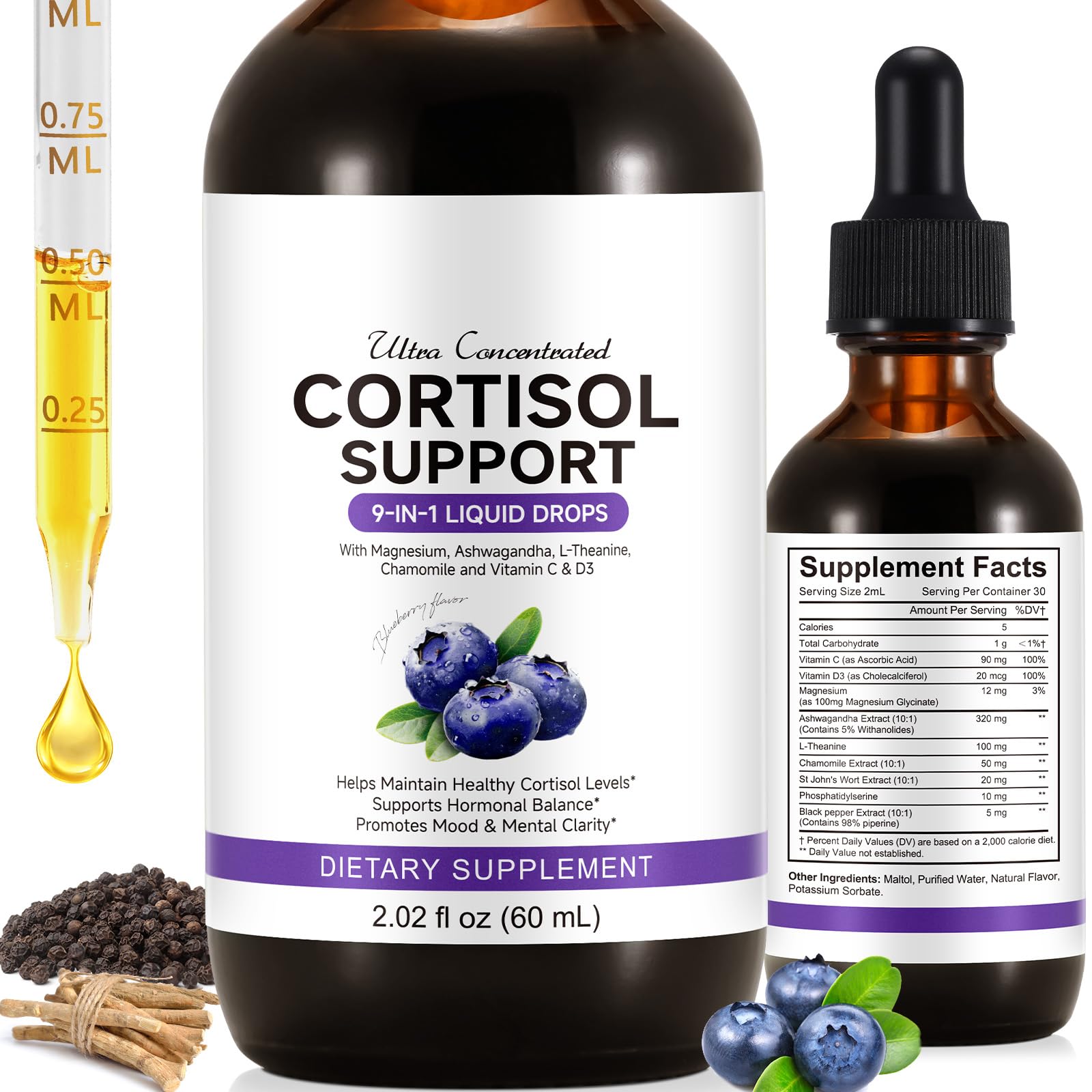 ZIXBMHYJ Cortisol Supplement for Women, Cortisol Support Liquid Drops with Ashwagandha, Magnesium & L-Theanine - Supports Stress Relief, Mood & Relaxation - 2.02 fl oz ZIXBMHYJBuy Supplements Australia
