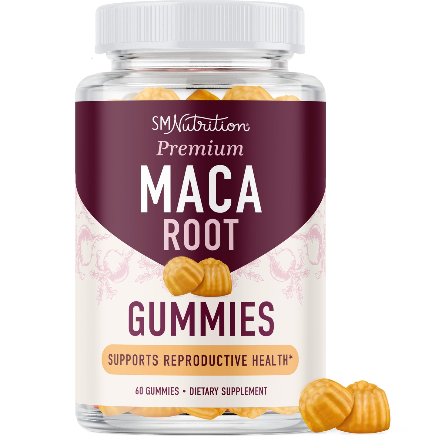 Maca Root Gummies with Natural Peach Flavor | Drive, Performance & Energy Support | Hormone Balance for Women and Men | Herbal Supplements 200MG Extra Strength | Vegetarian, Non-GMO | 60 Gummies SMNutritionBuy Supplements Australia