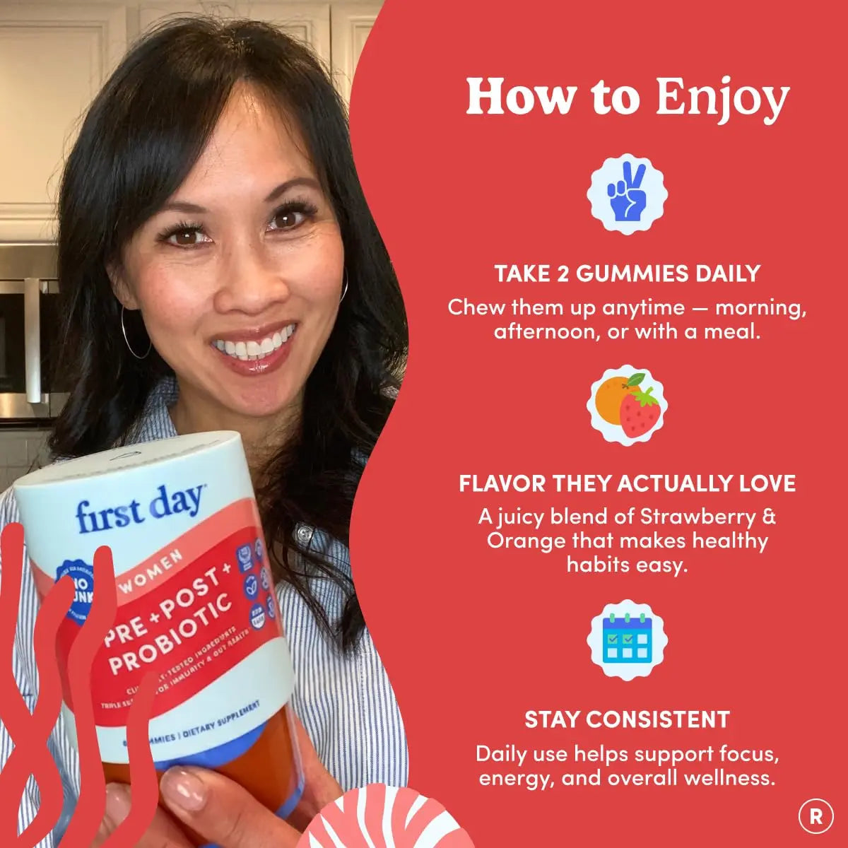 FIRST DAY Womens 3-in-1 Probiotic Gummies – Prebiotic + Probiotic + Postbiotic Supplement – Supports Digestive & Oral Health, Immune Function & Energy Levels – 30-Day Supply FIRST DAYBuy Supplements Australia
