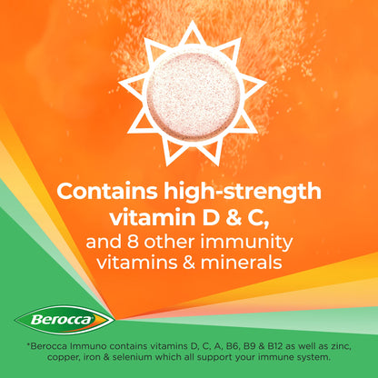 Berocca Immuno Effervescent Tablets, 11 Vitamins and Minerals, Including Vitamins D, C BeroccaBuy Supplements Australia