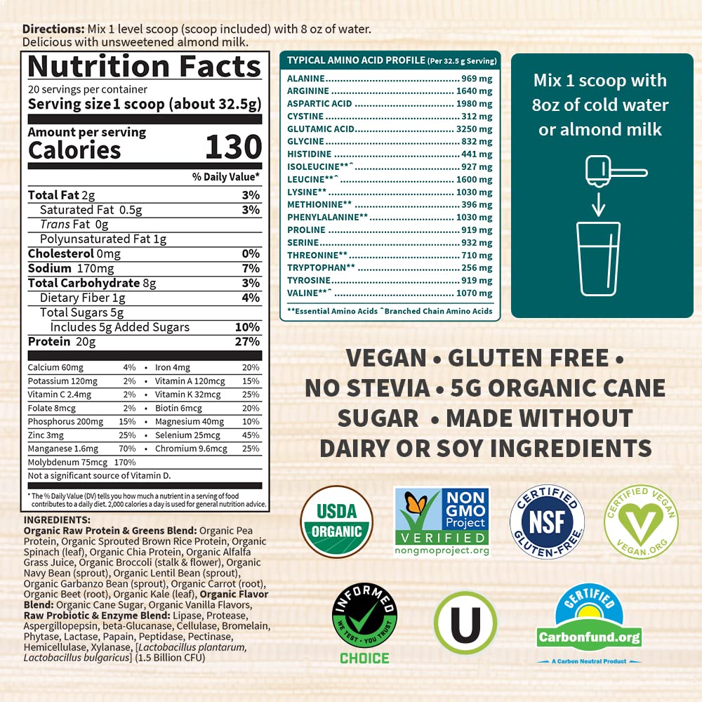 Garden of Life Raw Organic Protein & Greens Lightly Sweet, Vegan Protein Powder Garden of LifeBuy Supplements Australia