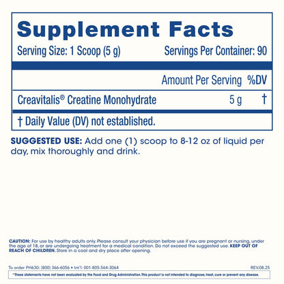 ProHealth Longevity Micronized Creatine. Pharmaceutical Grade Creatine Monohydrate is Easier on Kidneys. Supports Brain Function and Muscle Growth as You Age. 5 g/Serving, 90 Servings, 3 Month Supply ProHealthBuy Supplements Australia
