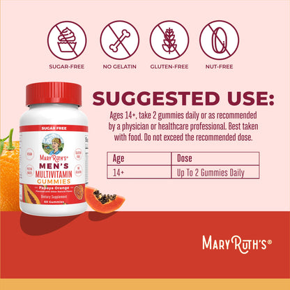 MaryRuth's Multivitamin Gummies for Men | Vitamin A, C, D, E, B6, B12, Biotin, Zinc | Energy Metabolism | Immunity | Bone Health | Cellular Health | Vegan | Non-GMO | Gluten & Sugar Free | 60 Count MARYRUTH'SBuy Supplements Australia