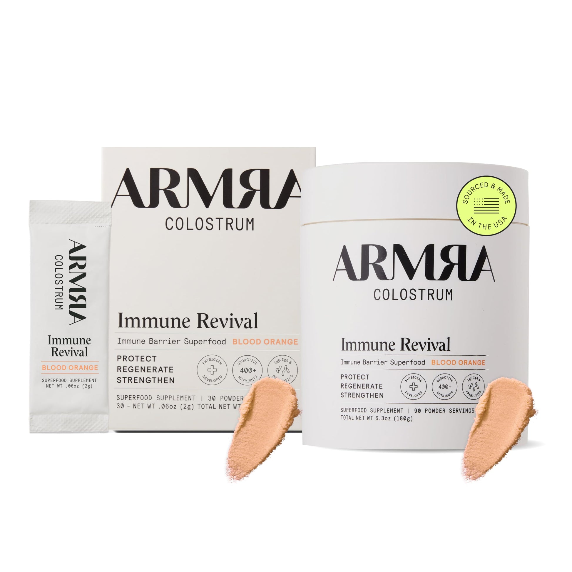 ARMRA Colostrum™ Premium Powder, Grass Fed, Gut Health Bloating Immunity Skin & Hair, Contains 400+ Bioactive Nutrients, Keto, Gluten & Fat Free (Blood Orange Bundle | 120 Servings) ARMRABuy Supplements Australia