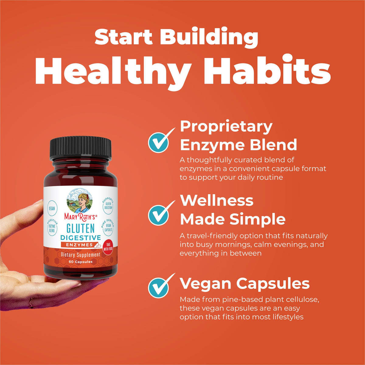MaryRuth’s Gluten Digestive Enzymes | Up to 2 Month Supply | Proprietary Enzyme Blend | Vegan Pine-Based Capsules | Non-GMO | 60 Count MARYRUTH'SBuy Supplements Australia