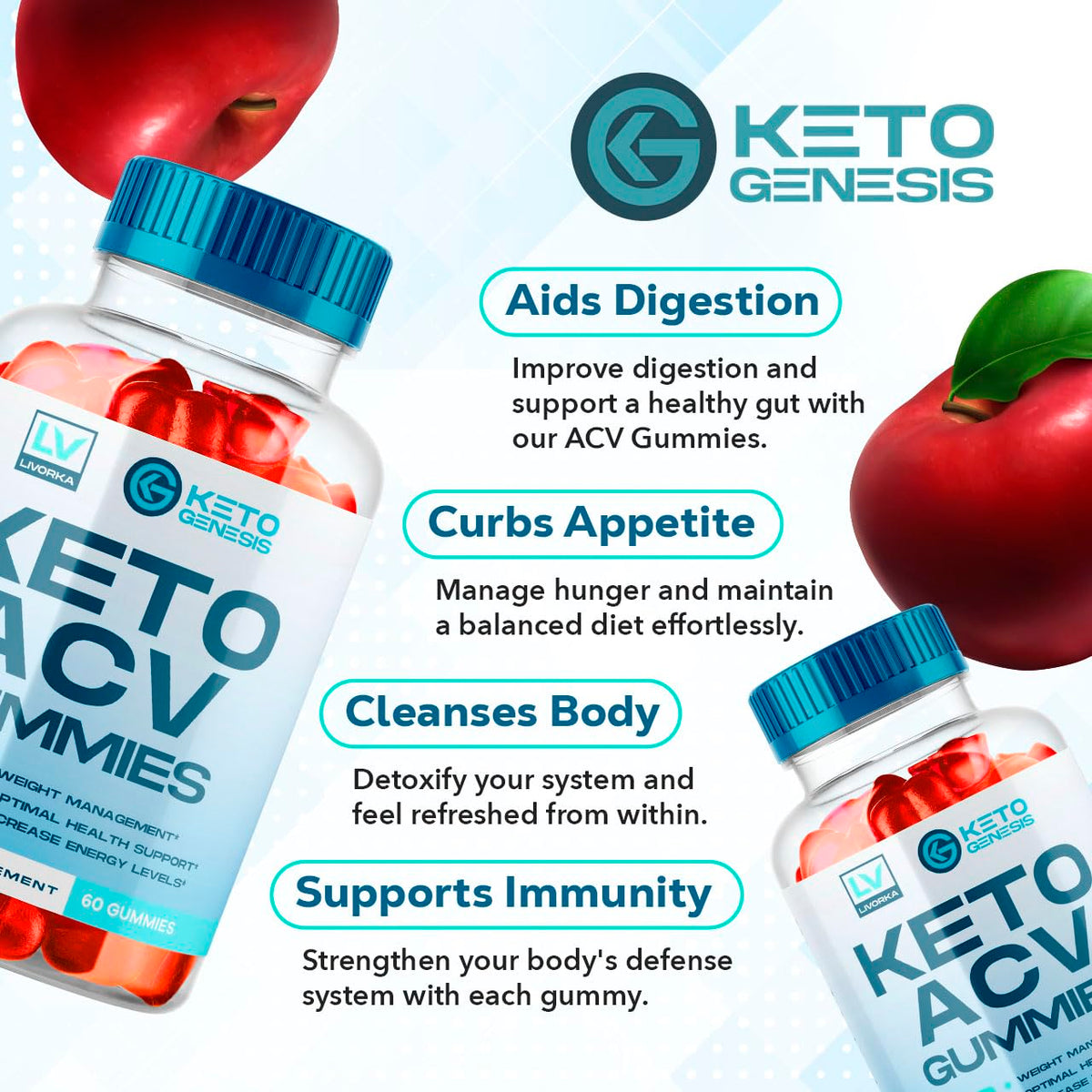 5 Pack - Keto Genesis Keto ACV Gummies Advanced Weight Loss, Genesis ACV, Genesis LIVORKABuy Supplements Australia